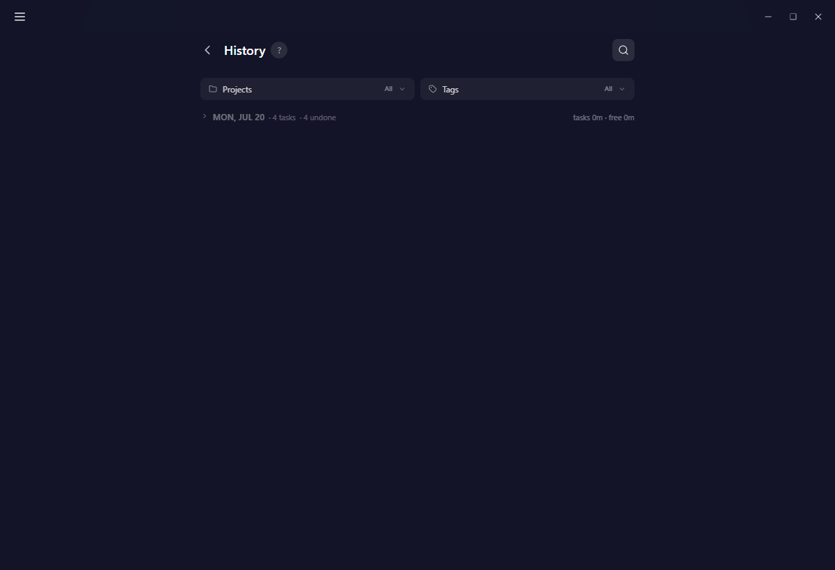 History with its day groups, each carrying a per-day summary line