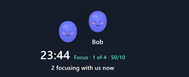 The study room layout in List mode: pets on a clear background with the countdown and the count
