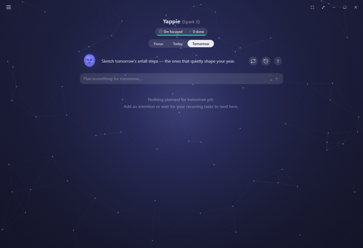 The Tomorrow list, with planned tasks, a read-only recurring preview and a Move to Today action