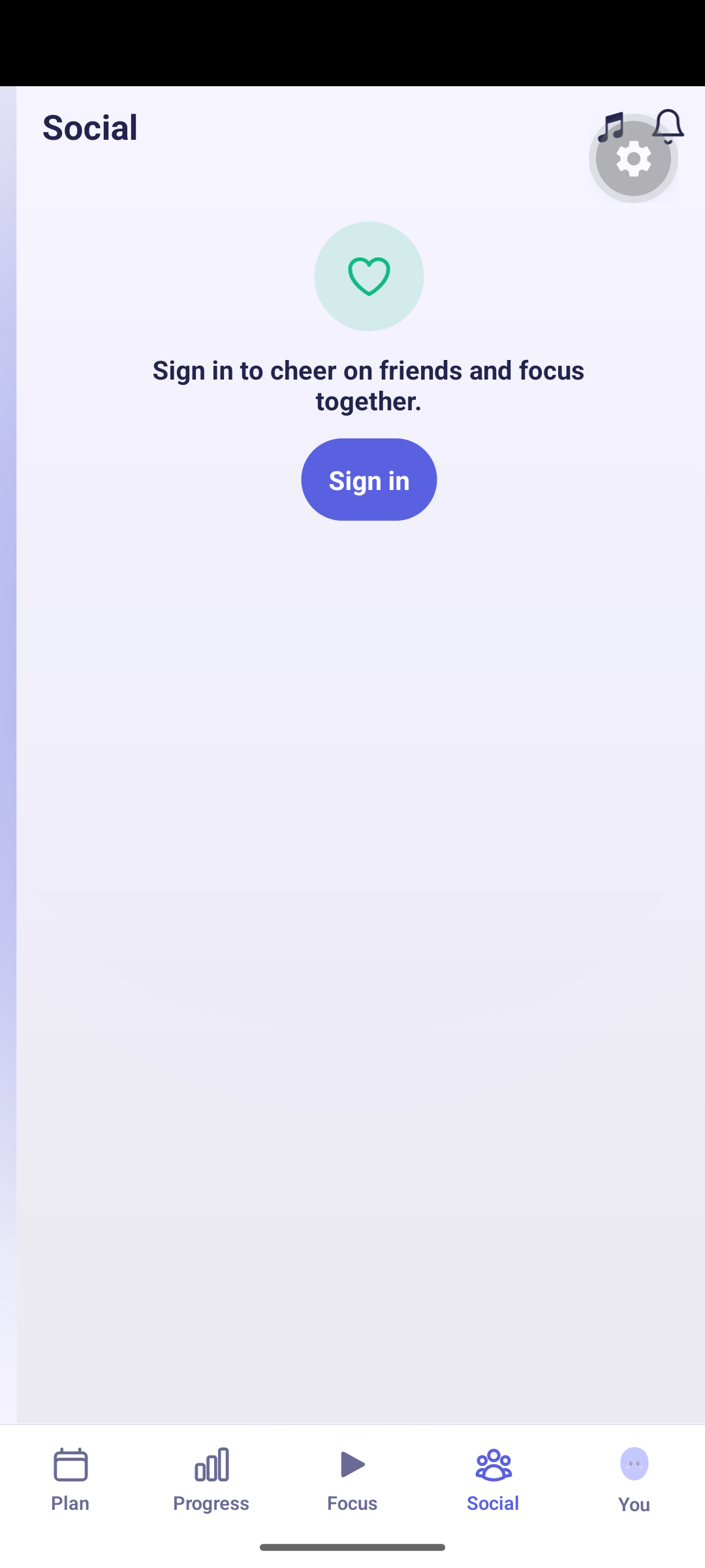 The Social tab on mobile, with the friends list and the tab bar