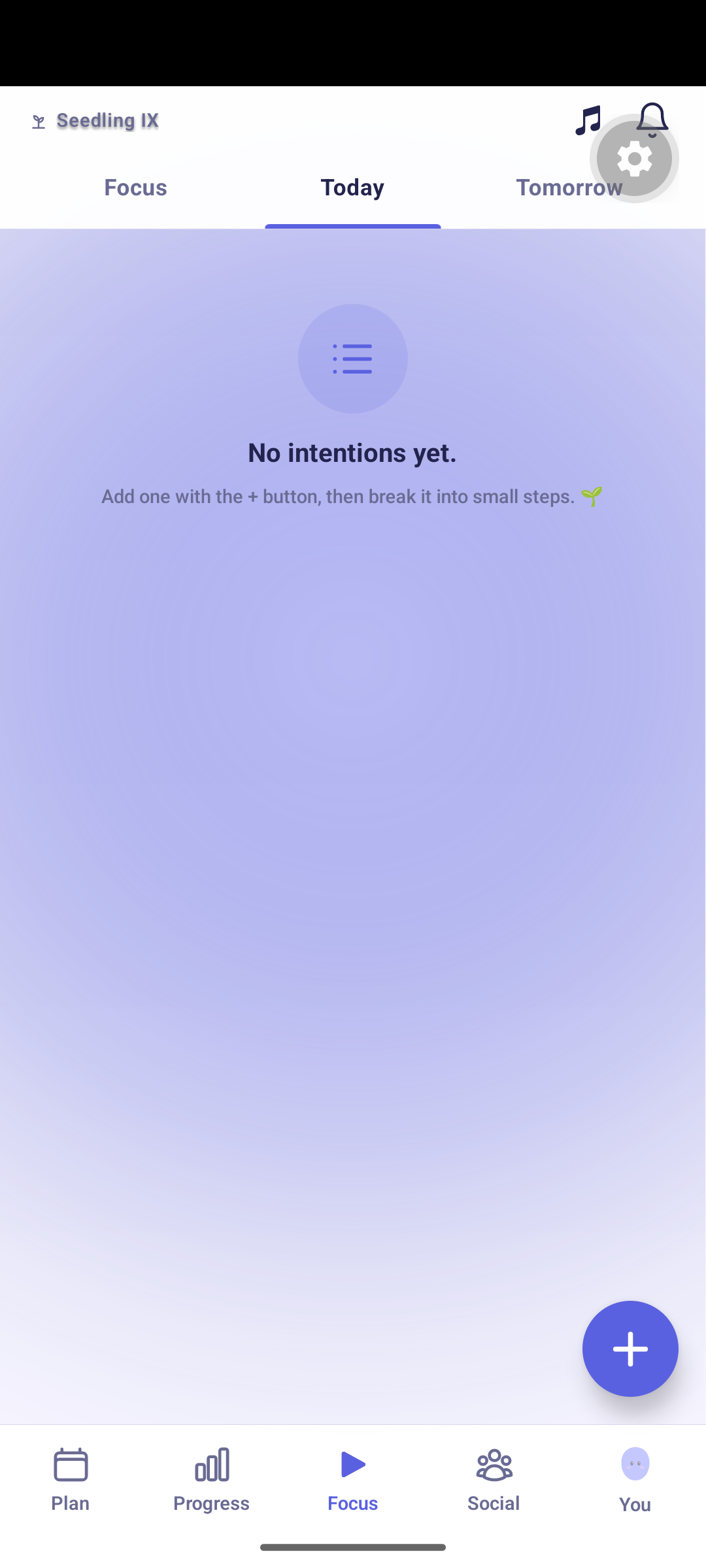 The mobile Today list with the floating add button