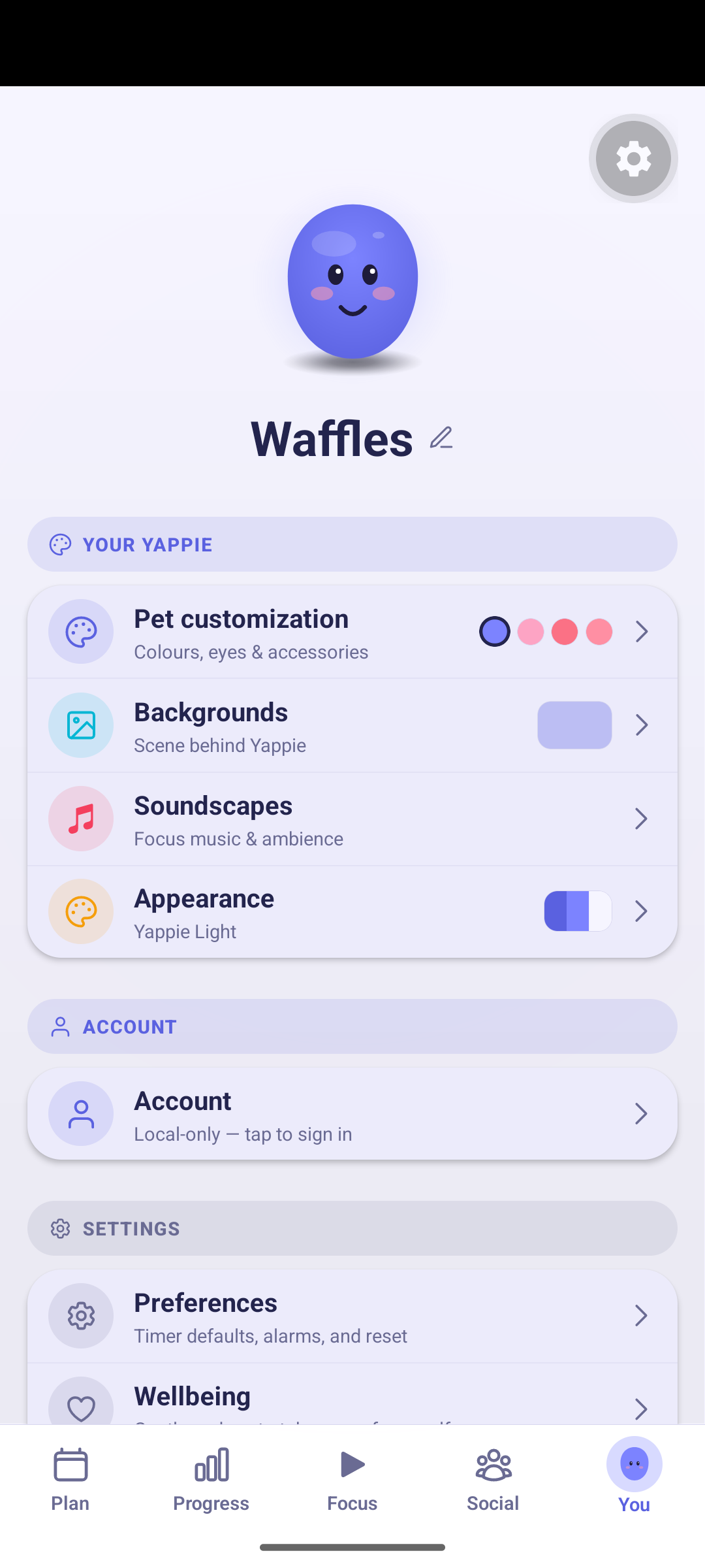 The mobile You tab, which gathers customization and settings